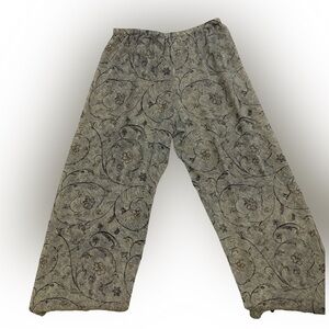 Emanuel Ungaro Sheer Beige and Black Floral Pants